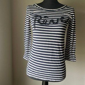 J.CREW French Striped 3/4 Length Sleeves T-Shirt